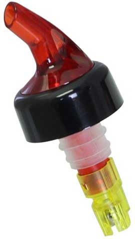 Anytime Bar Supplies Black Collar Red Measured Pourer, 1 Ounce -- 12 per case