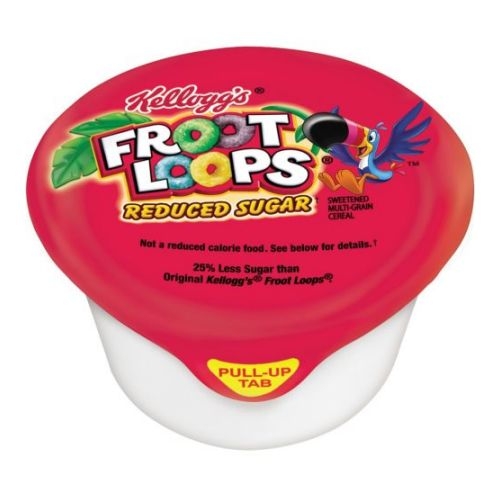 Kelloggs Froot Loops Reduced Sugar Whole Grain Cereal, 1 Ounce Bowl -- 96 per case.