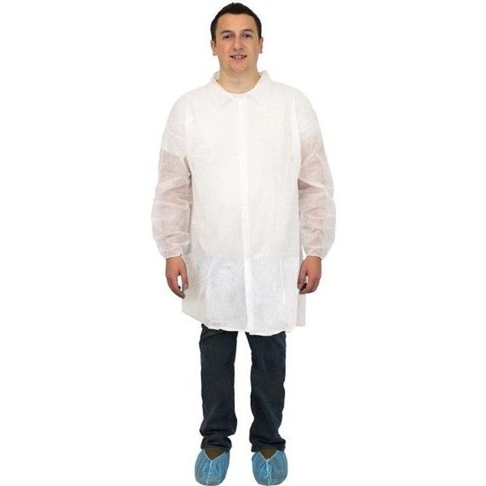 The Safety Zone Snap Front No Pockets Long Sleeve White 2XL Labcoat -- 30 per case.