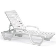 Grosfillex Bahia White Stacking Adjustable Chaise -- 6 per case.