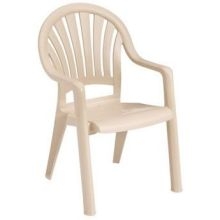 Grosfillex Pacific Sandstone Fanback Stacking Armchair -- 16 per case.