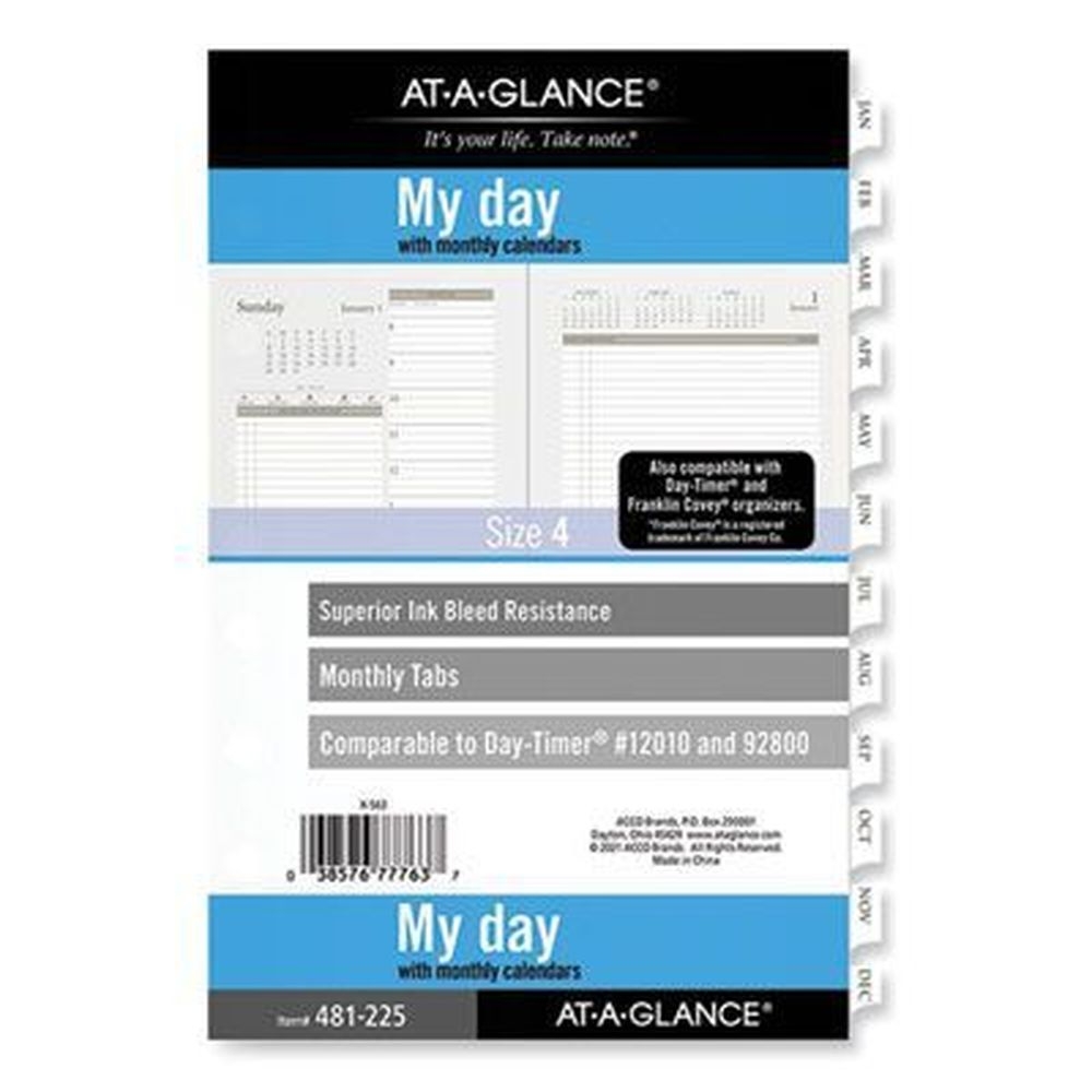 AT-A-GLANCE Desk Size 4 Brown/White Sheets 12-Month Jan to Dec 2023 My Day Daily/Monthly Planner Refill, 8.5 x 5.5 inch