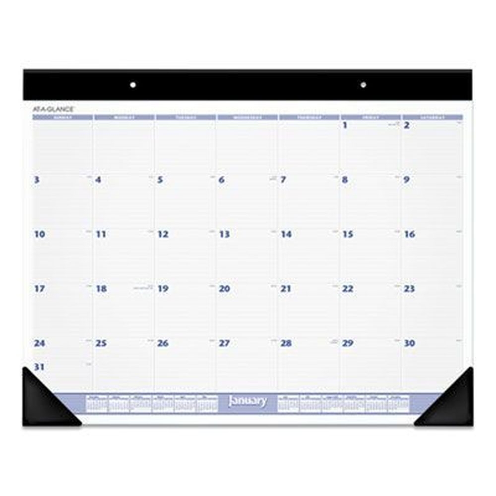 AT-A-GLANCE Black Binding and Corners 12-Month Desk Pad Calendar, 24 x 19 inch