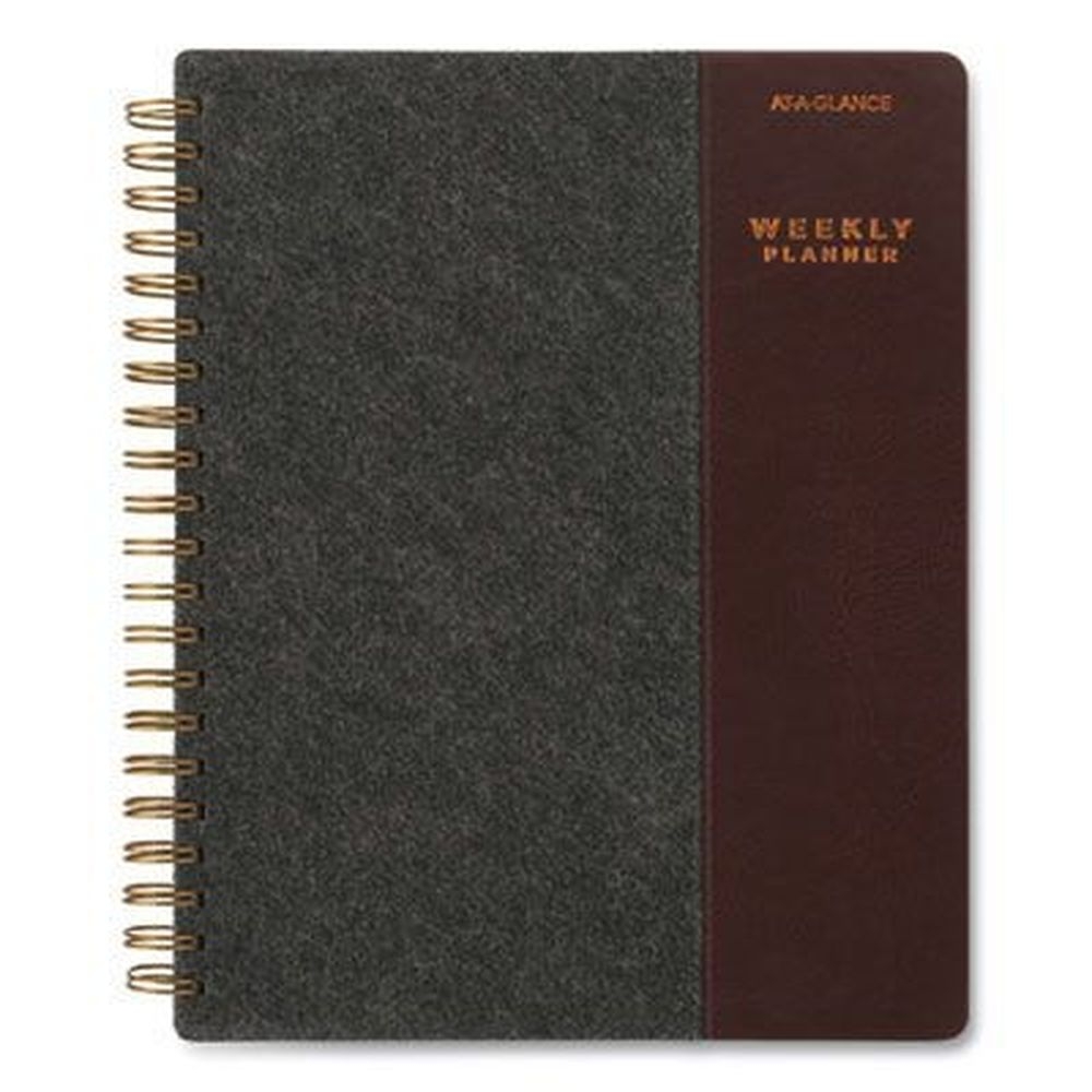 AT-A-GLANCE Signature Collection 13-Month Jan to Jan 2023 to 2024 Two-Toned Weekly/Monthly Planner with Gray/Brown Cover, 11 x 8.5 inch