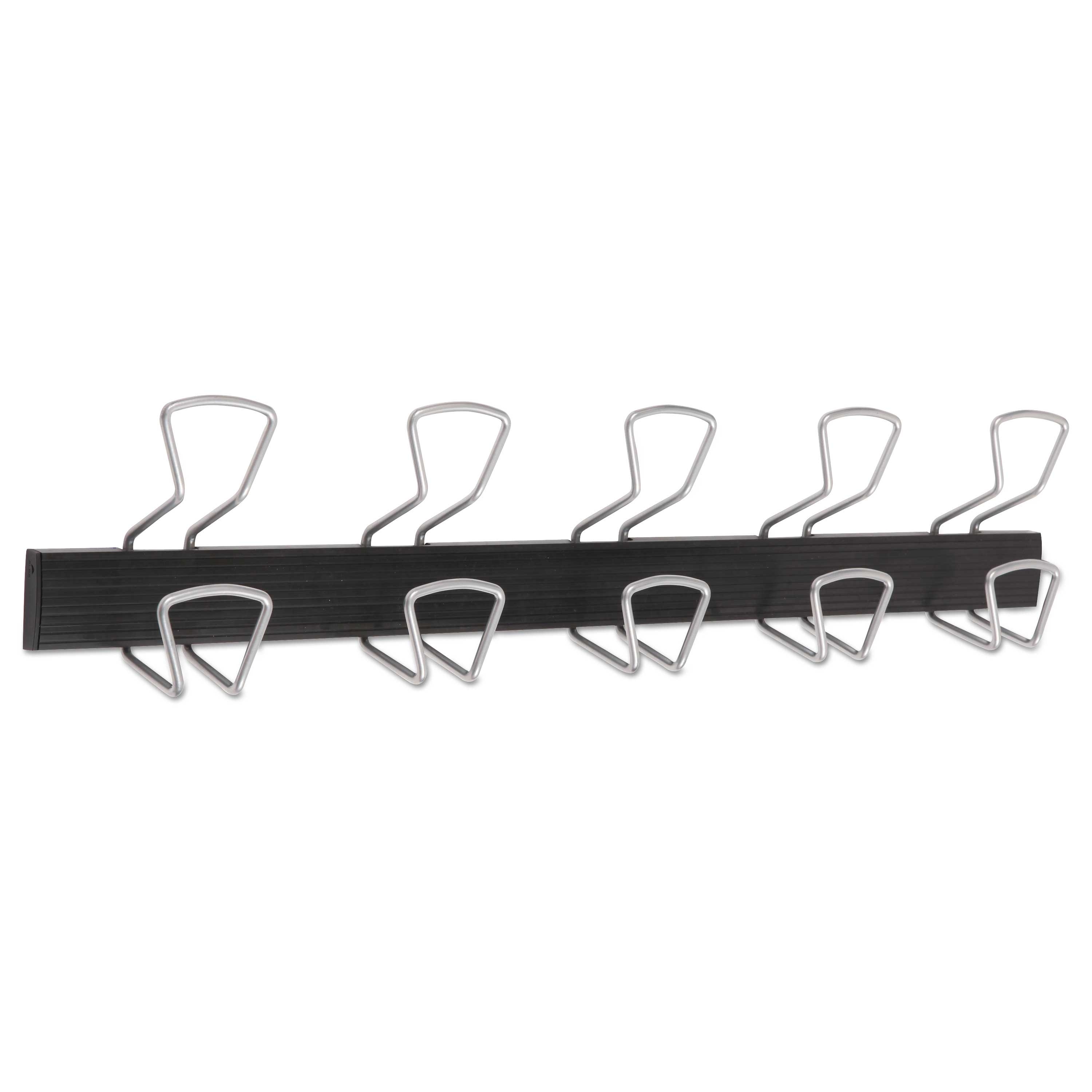 Alba Silver Metal Wall-Mount Coat Hooks, 29.92 x 2.95 x 6.45 inch