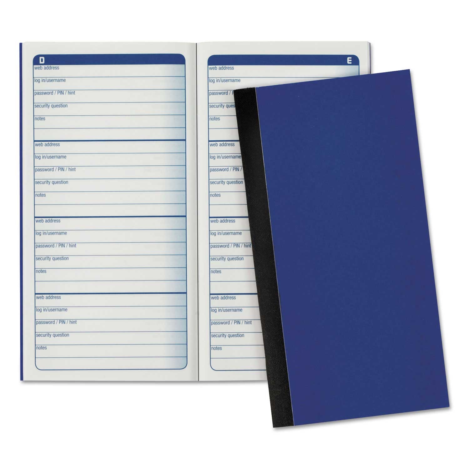Adams Blue Pocket Size Removable Label Password Journal, 3 1/4 x 6 1/4 inch
