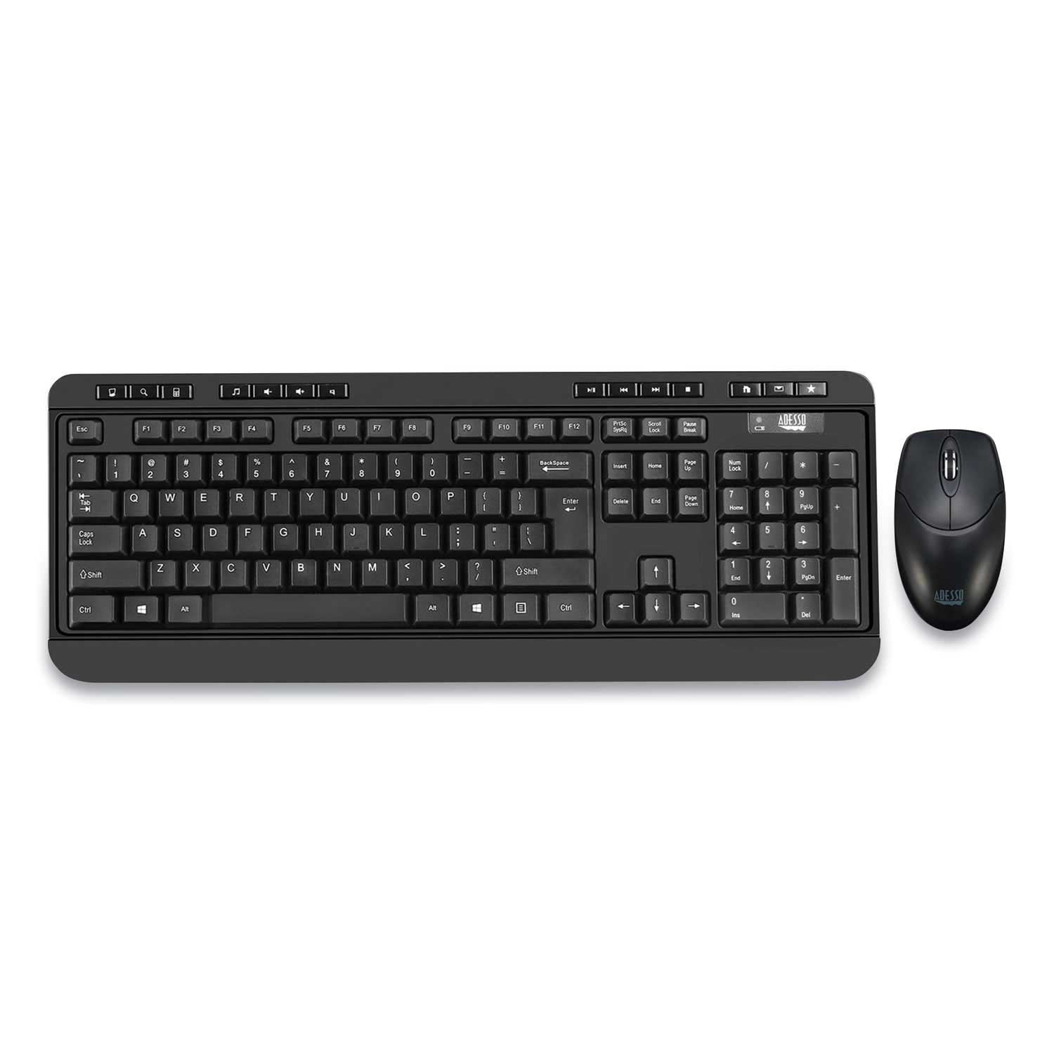 Adesso Black Antimicrobial Wireless Desktop Keyboard and Mouse