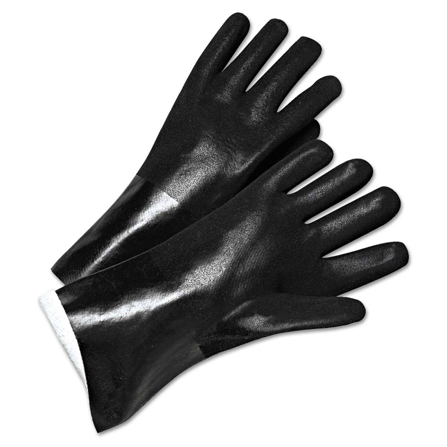 Anchor Brand Black Long Mens Pvc Coated Jersey Lined Gloves, 14 inch -- 1 pack per case