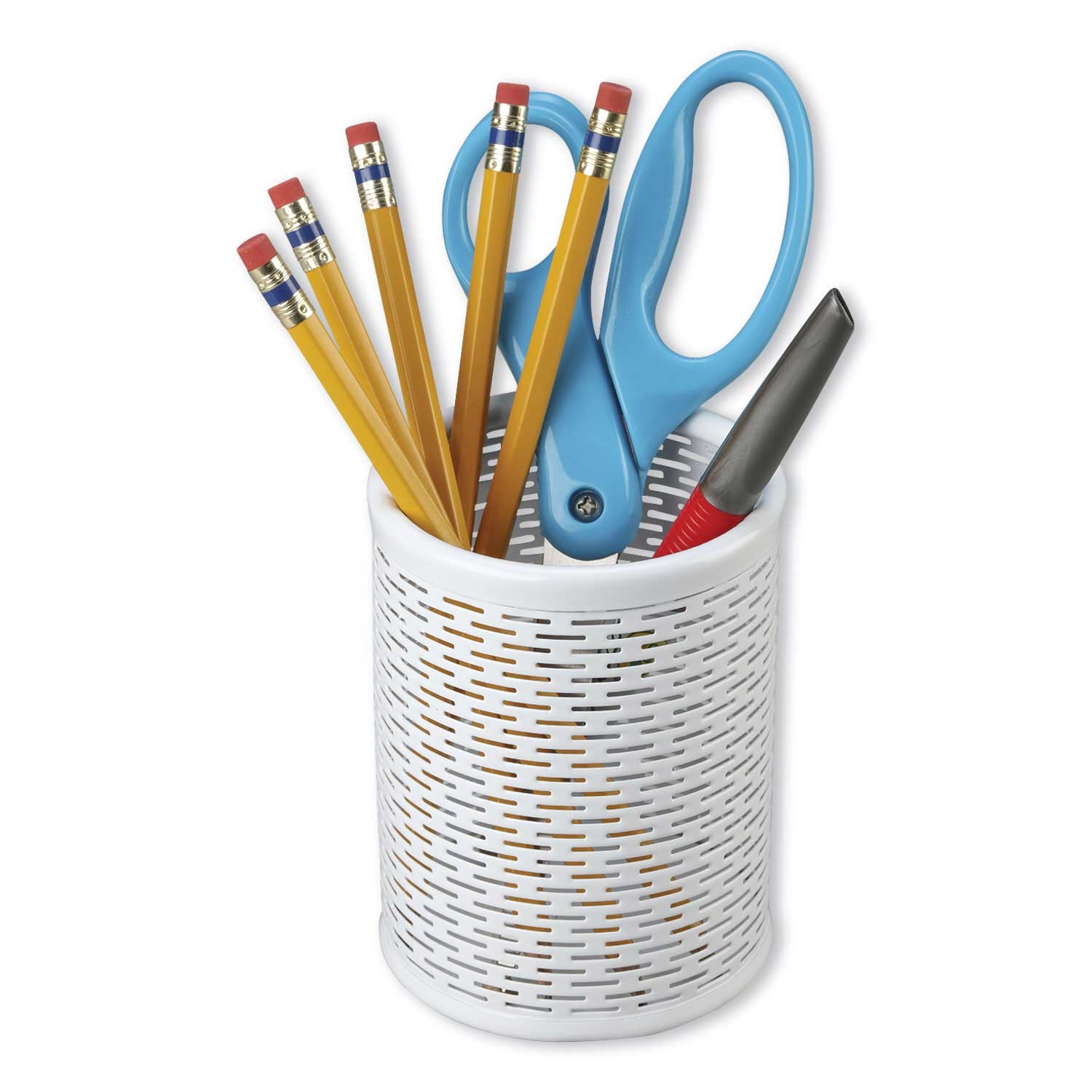 Artistic White Urban Collection Punched Metal Pencil Cup, 3 1/2 x 4 1/2 inch