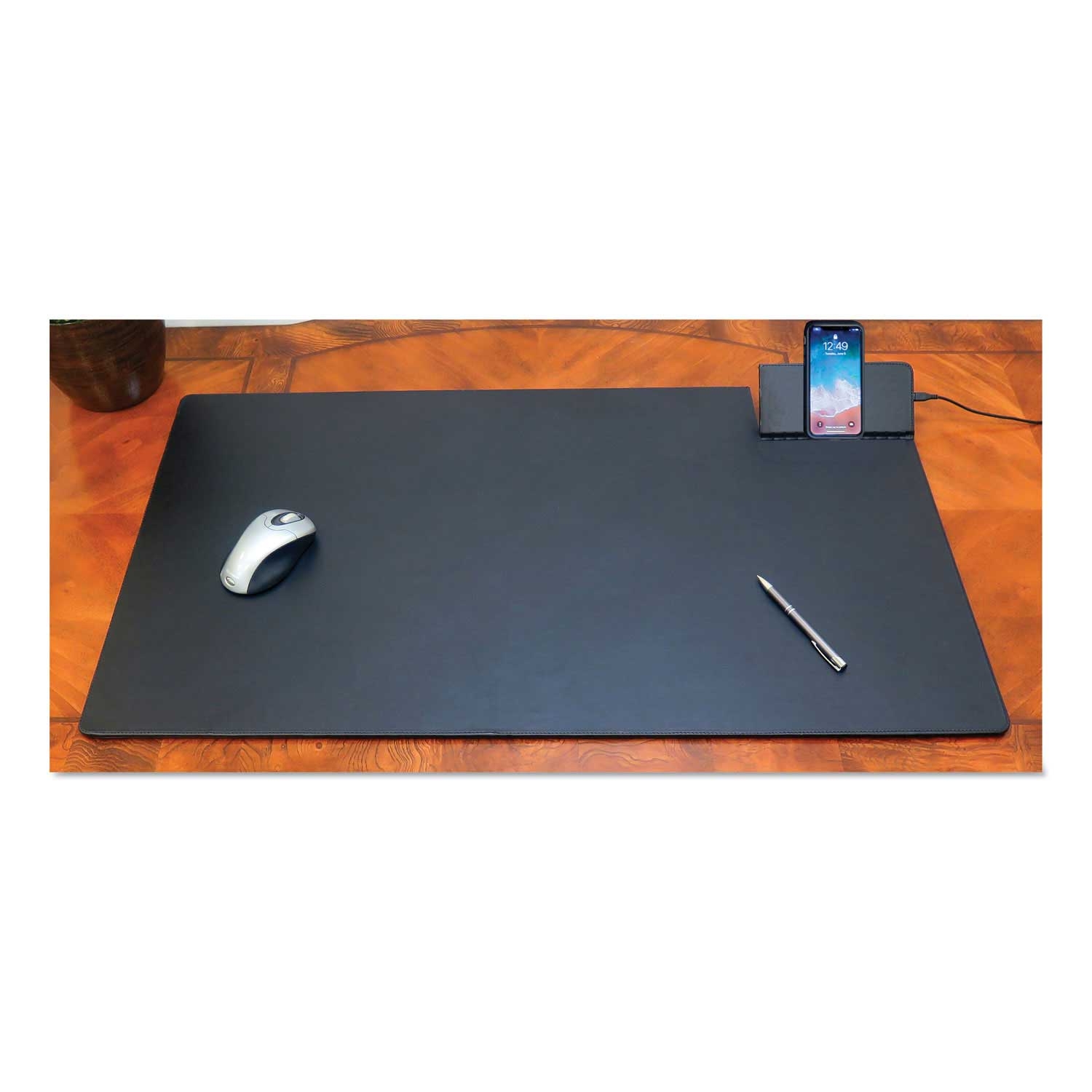 Artistic Black 5 Watts Qi Wireless Charging Desk Pad, 36 inch