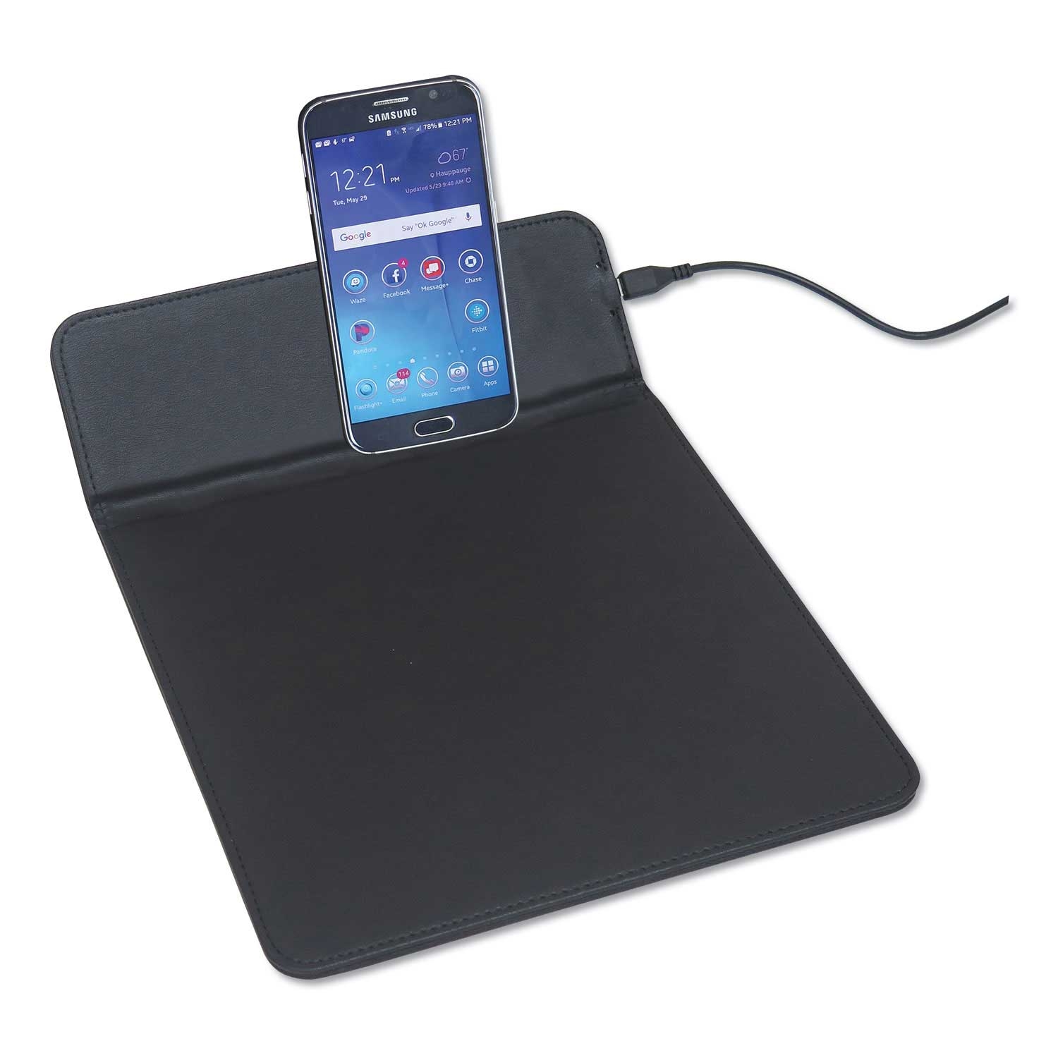 Artistic Black 5 Watts Qi Wireless Charging Desk Pad, 11 inch