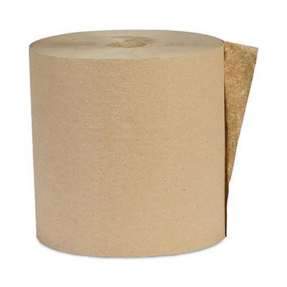 Eco Green Kraft 1-Ply Recycled Hardwound Paper Towel, 8 inch x 600 Feet -- 12 rolls per case