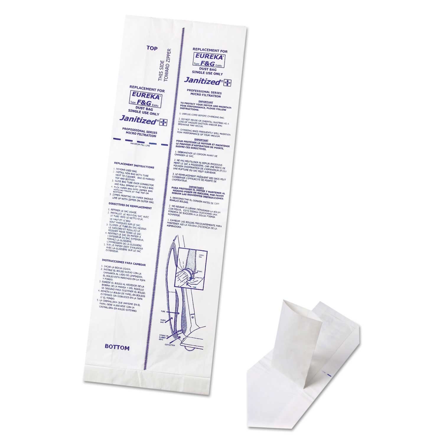 Janitized Vacuum Filter Bag for Eureka F and G Vacuum Cleaner -- 100 per case