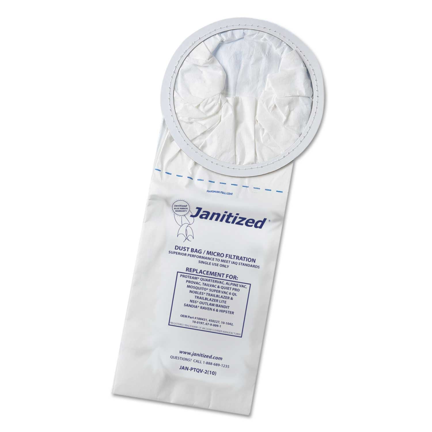 Janitized Vacuum Filter Bag for Proteam 6 Quart Quartervac Vacuum Cleaner -- 100 per case
