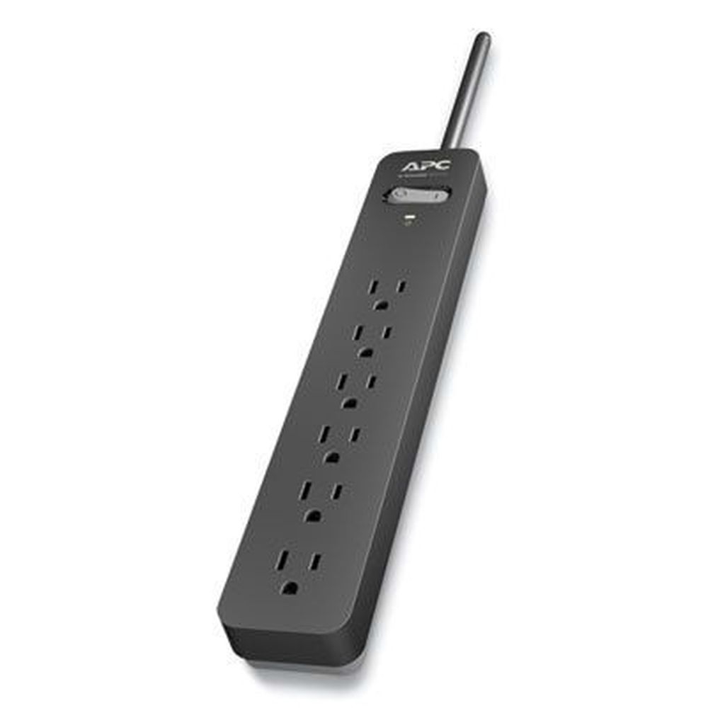 APC Black Essential SurgeArrest Surge Protector with 6 AC Outlets, 25 Feet Cord