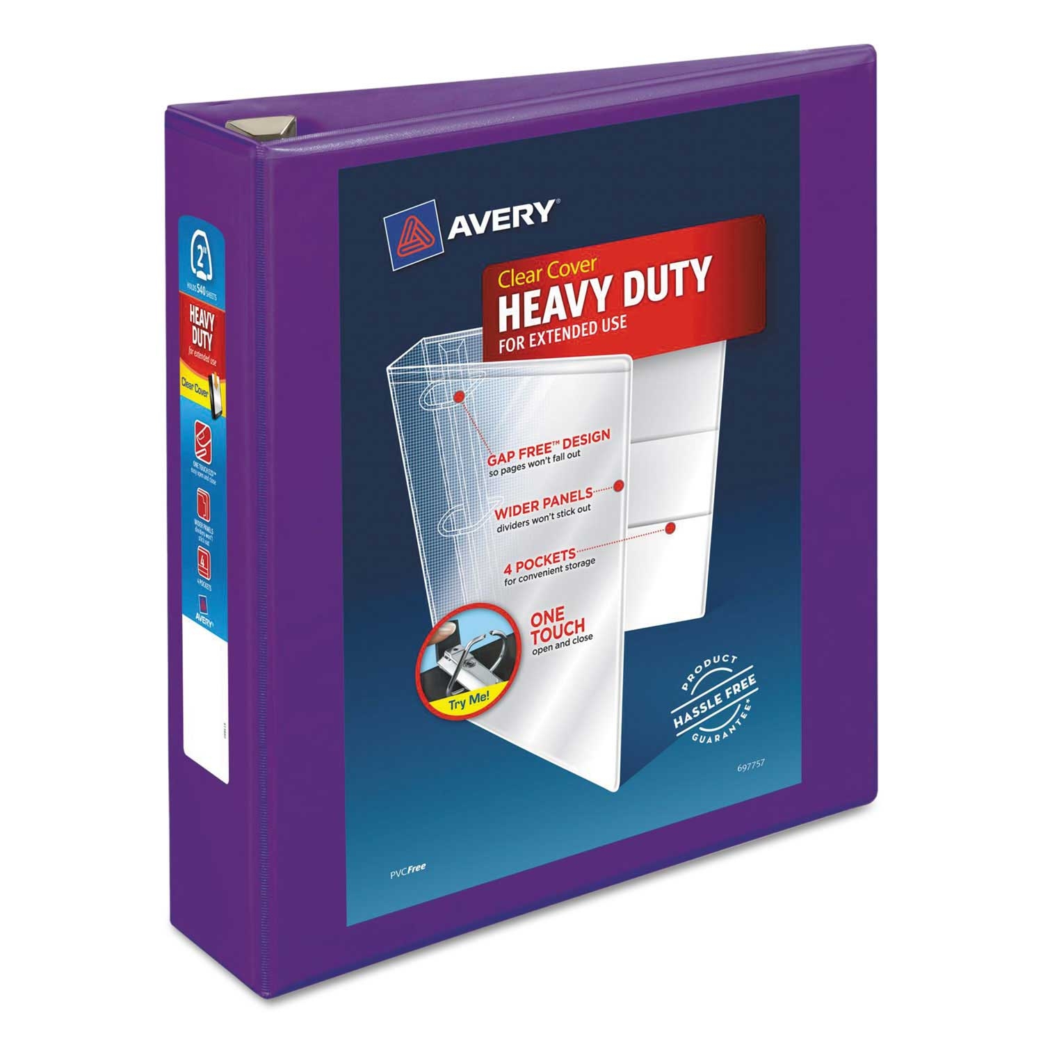 Avery Purple Heavy-Duty View Binder with Durahinge and 2 inch One Touch EZD Rings, 11 X 8.5 inch