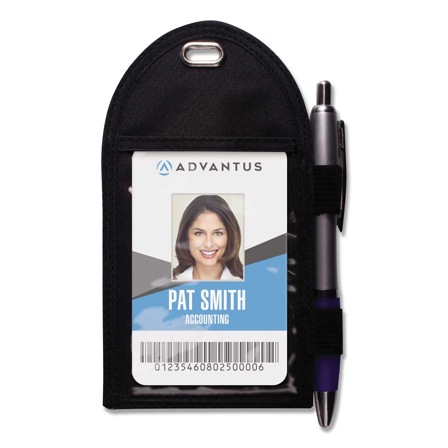 Advantus Black Metal Vertical Badge Holder with Pen Loop - 12 per box -- 1 box per case