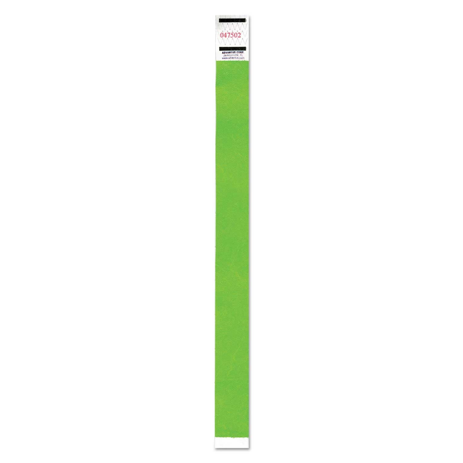 Advantus Neon Green Sequential Numbers Crowd Management Wristband, 9 3/4 x 3/4 inch -- 500 per case