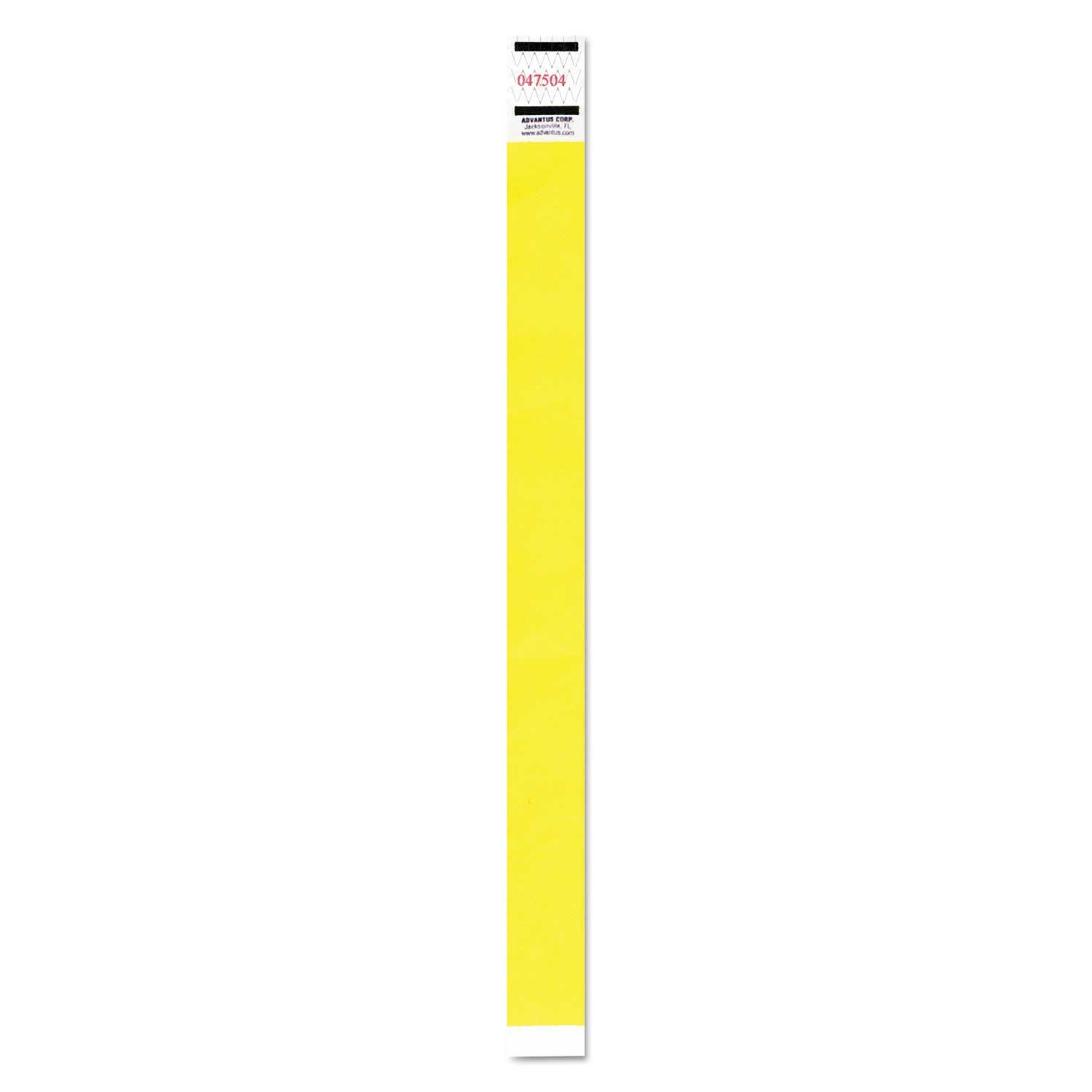 Advantus Neon Yellow Sequential Numbers Crowd Management Wristband, 9 3/4 x 3/4 inch -- 500 per case