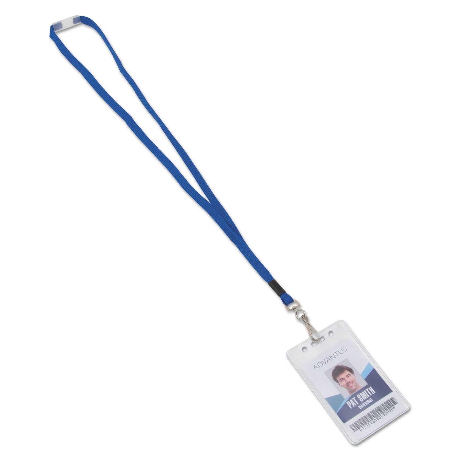 Advantus Blue Metal J-Hook Fastener Breakaway Lanyard, 36 inch Long - 24 per box -- 1 box