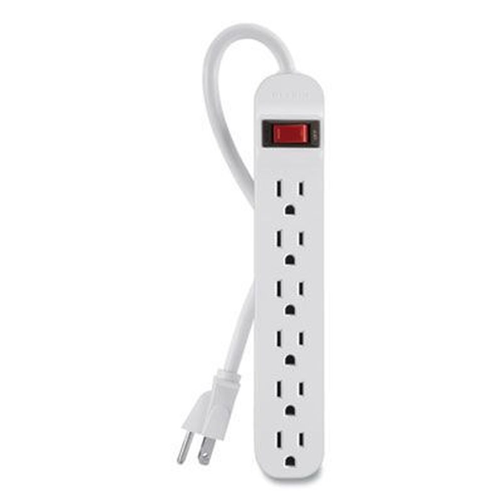 Belkin White Power Strip with 6 Outlets, 3 Feet Cord