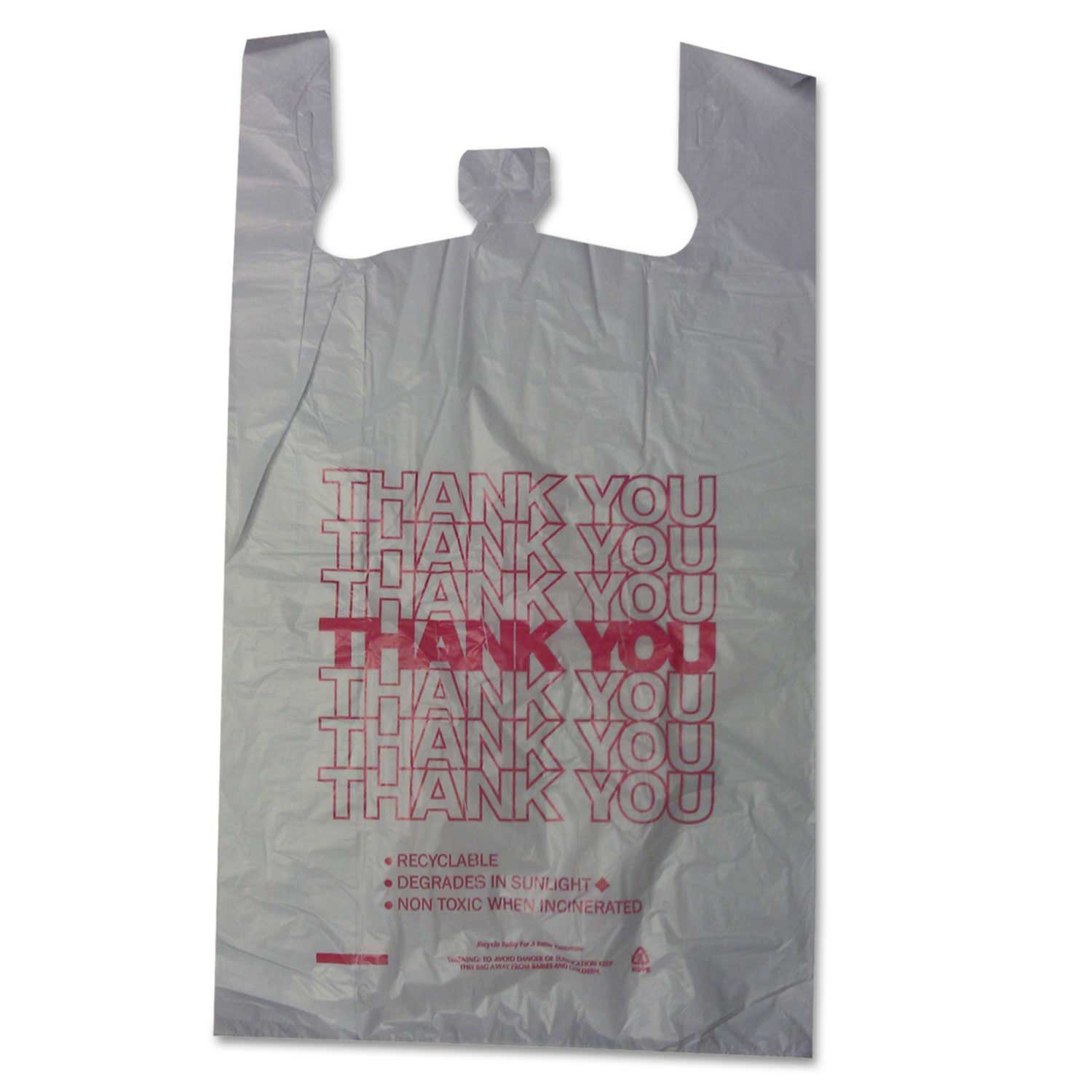 Barnes White Thank You High Density Shopping Bag, 18 x 30 inch -- 500 per case