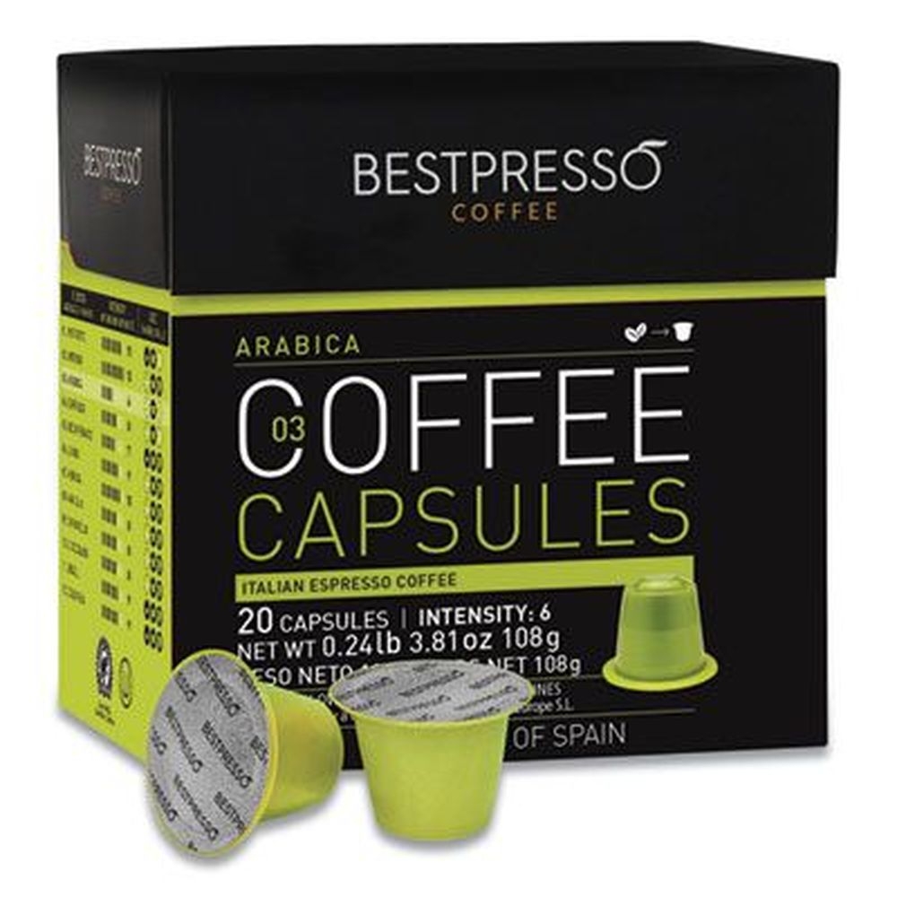 Bestpresso Nespresso Arabica Italian Espresso Coffee Pods -- 20 per box