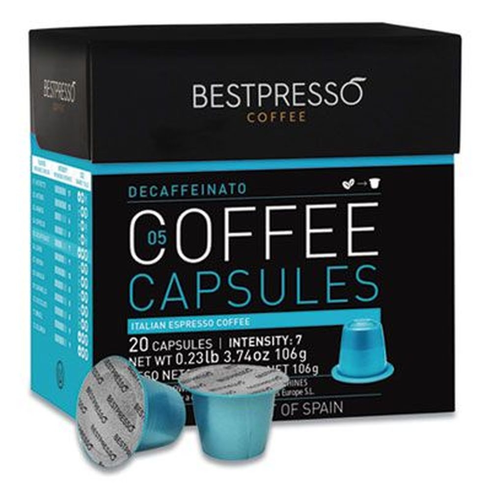 Bestpresso Nespresso Decaffeinated Italian Espresso Coffee Pods -- 20 per box