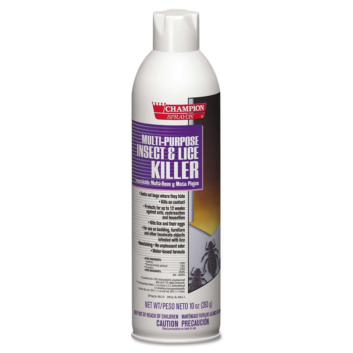 Champion Sprayon Multi Purpose Insect and Lice Killer, 10 Ounce Can