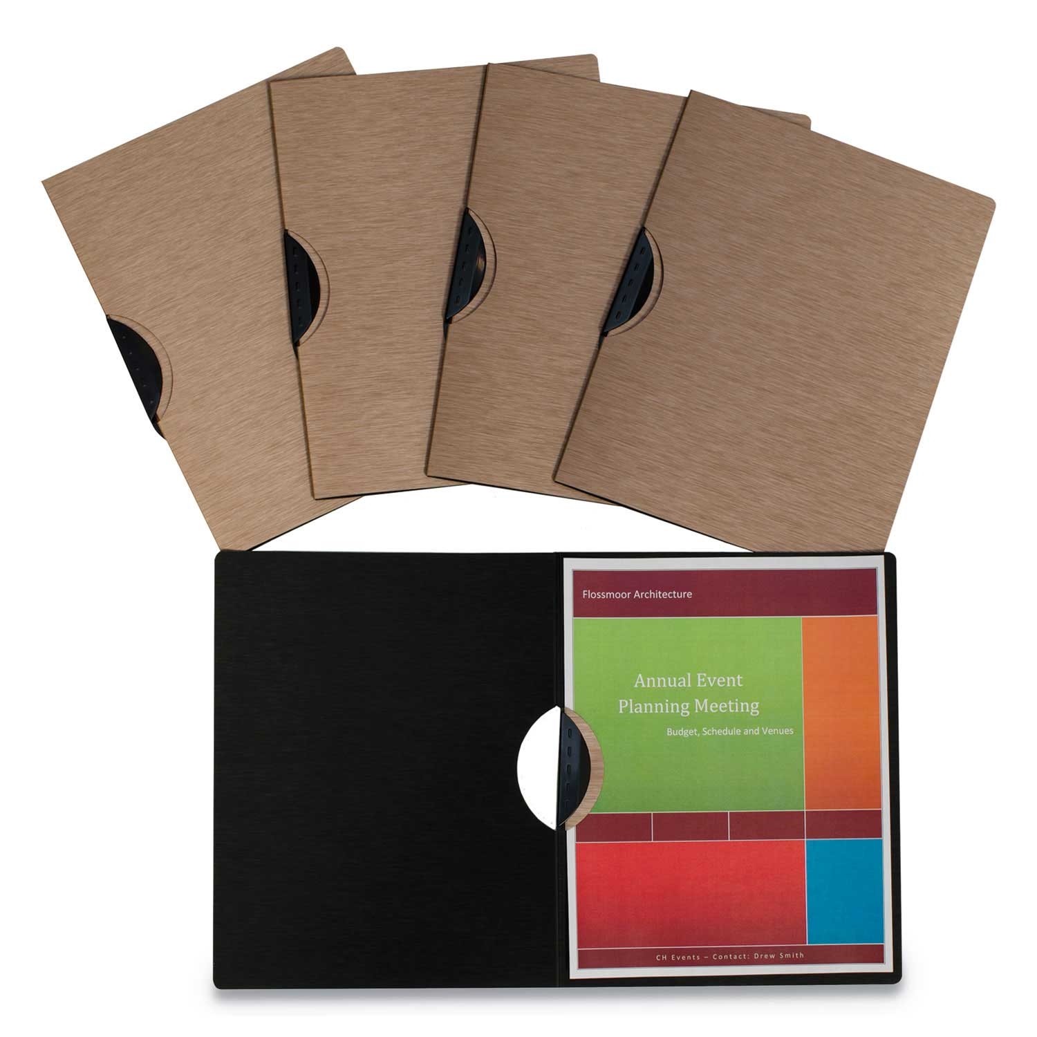 C Line Blackened Bronze Modern Metallic Executive Style Report Cover, 8 1/2 x 11 inch -- 5 per case