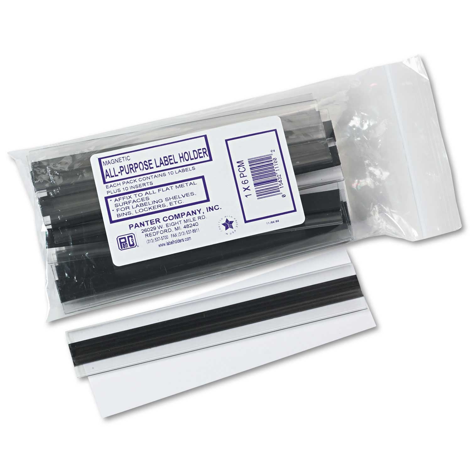 Panter Company Clear Side Load Magnetic Label Holder, 6 x 1 inch - 10 per pack -- 1 pack per case
