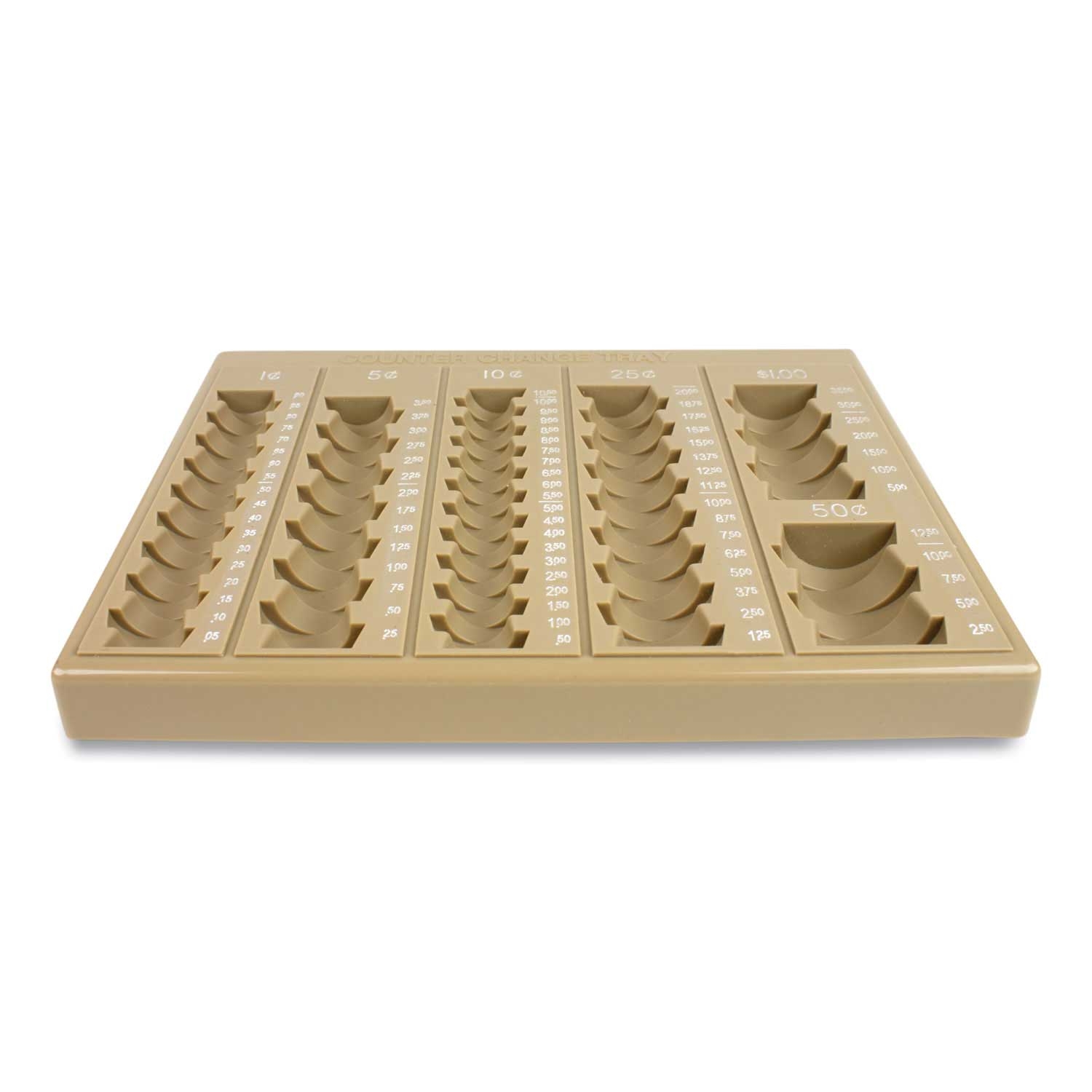 Controltek Tan 6 Compartments Stackable Plastic Coin Tray, 7.75 x 10 x 1.5 inch