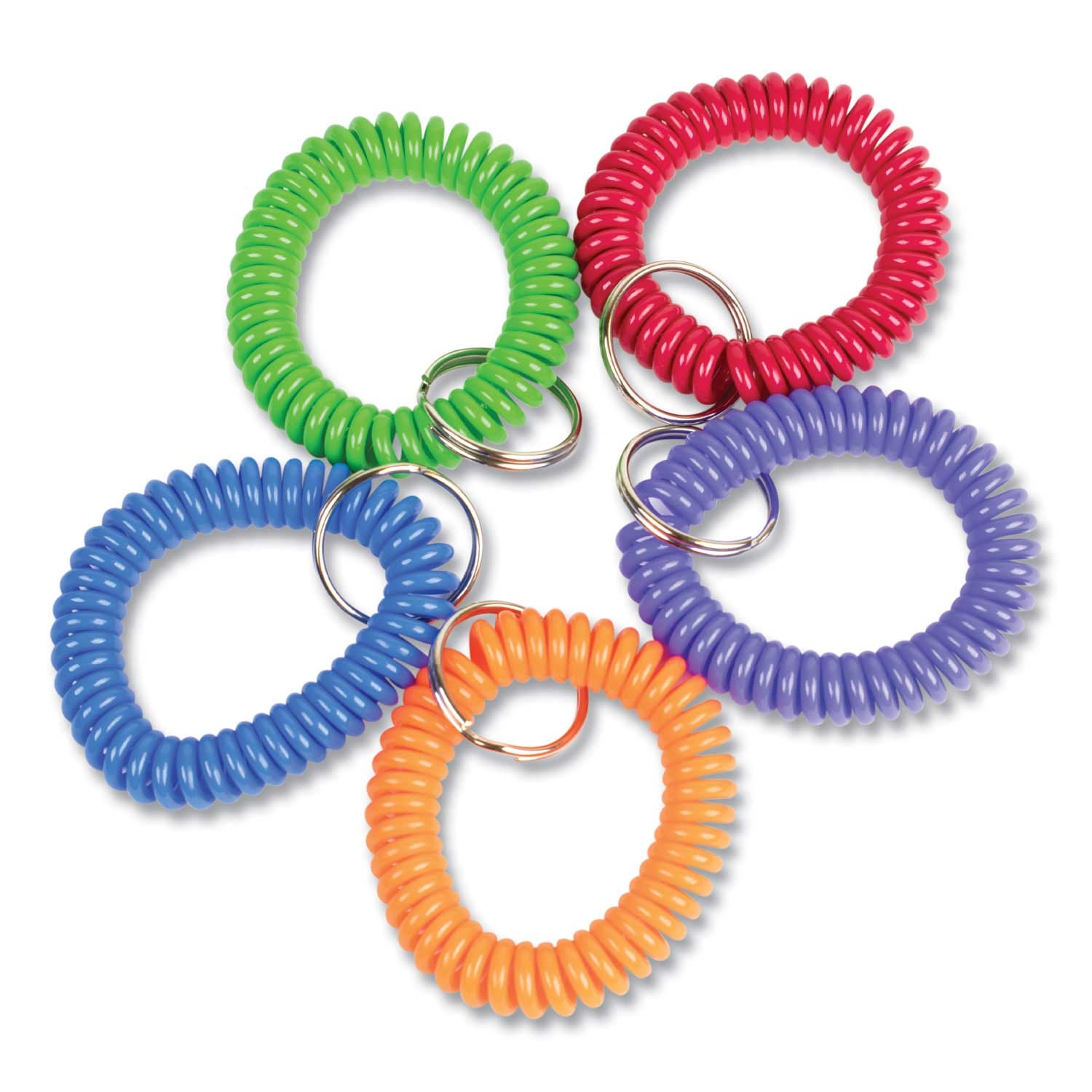 Controltek Blue Green Orange Purple Red Wrist Key Coil Key Organizer - 10 per pack -- 1 pack