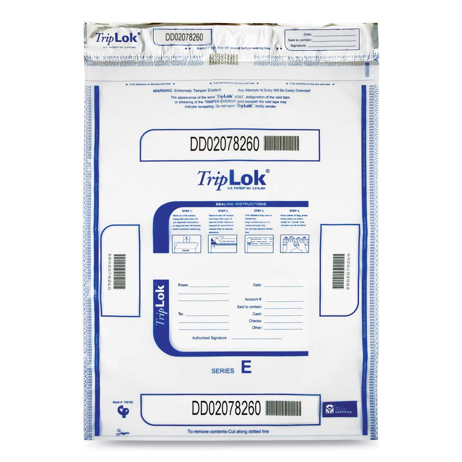 TripLOK Plastic Clear Deposit Bag, 15 x 20 inch -- 250 per case