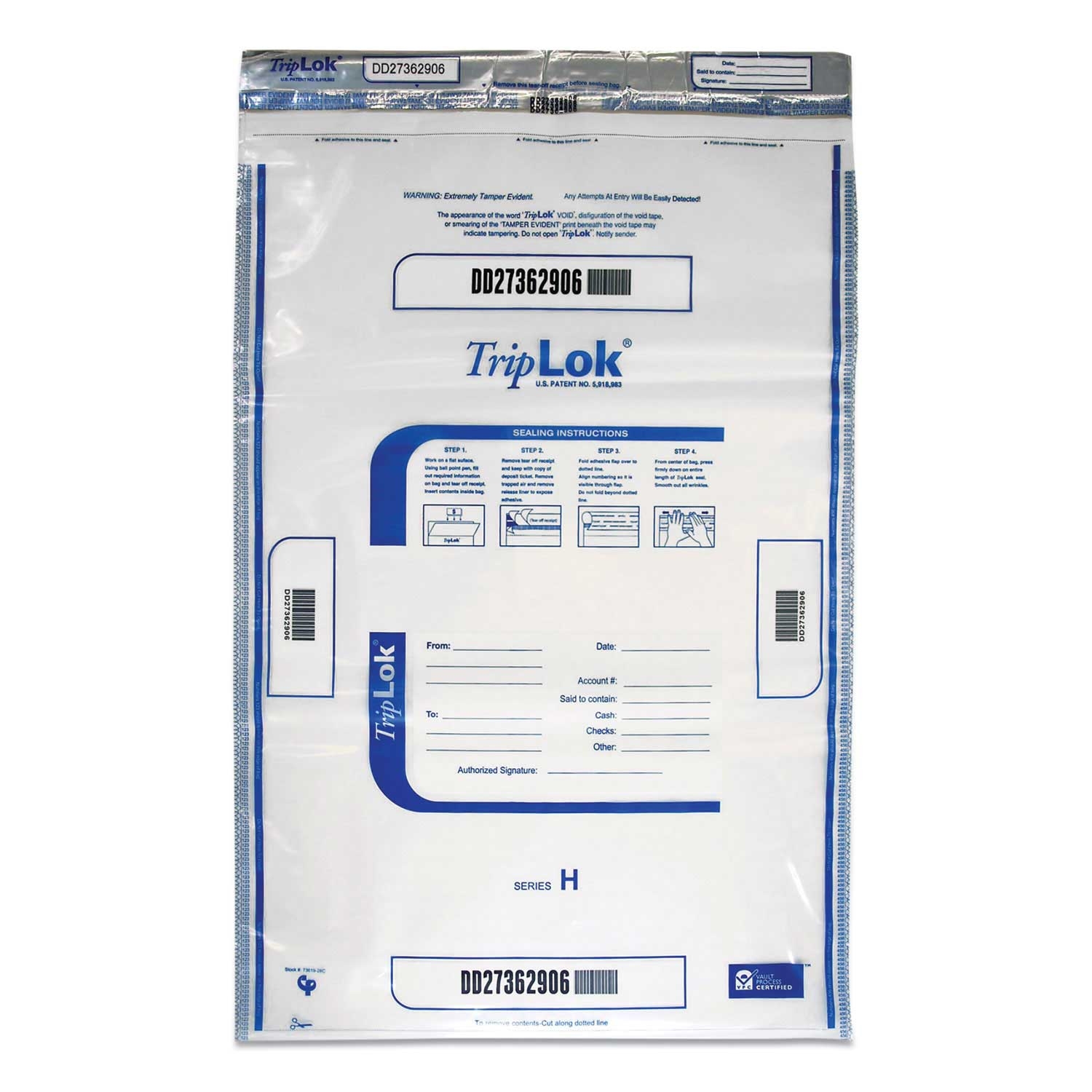 TripLOK Plastic Clear 4 Mil Deposit Bag, 20 x 28 inch - 50 per pack -- 1 pack