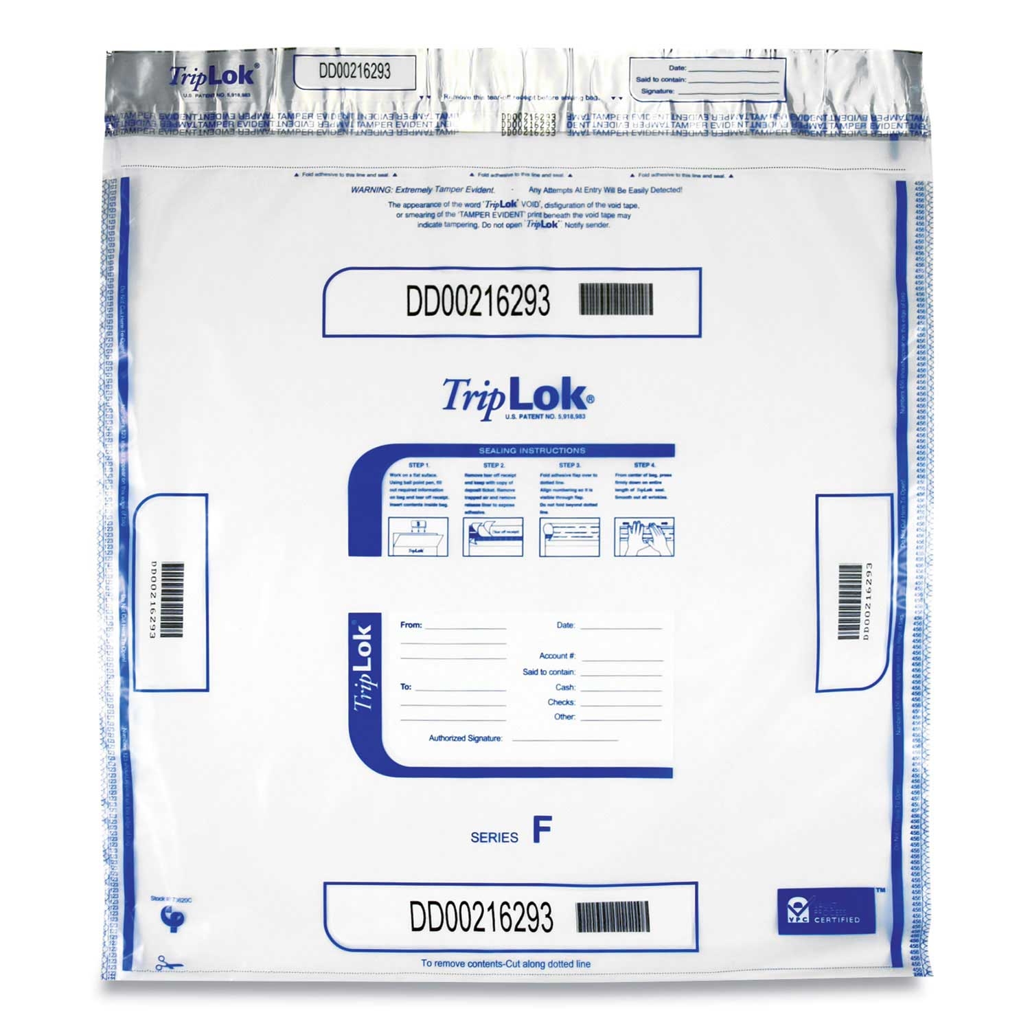 TripLOK Plastic Clear Deposit Bag, , 20 x 20 inch -- 250 per case