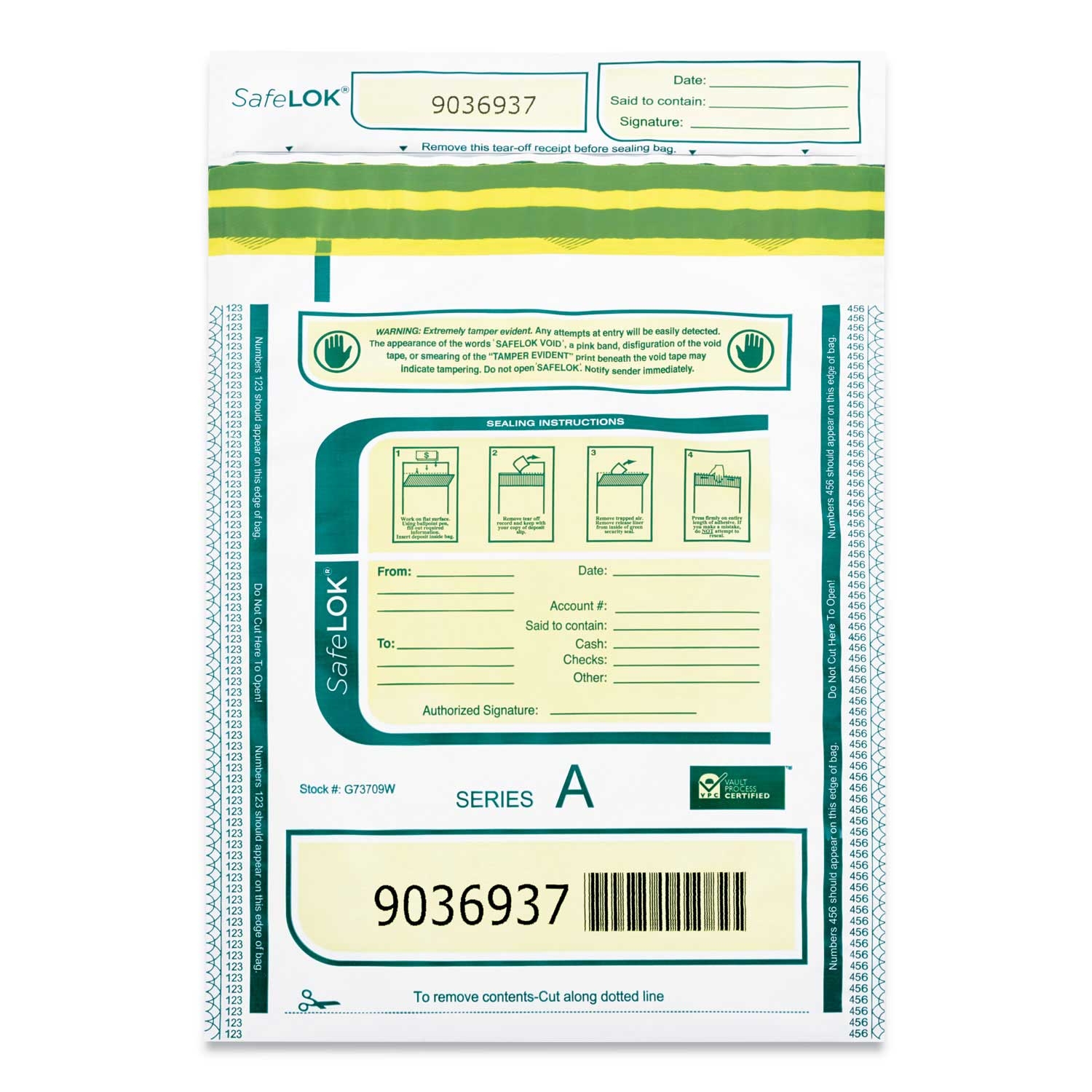 SafeLOK Plastic White/Gray Deposit Bag, , 9 x 12 inch - 100 per pack -- 1 pack