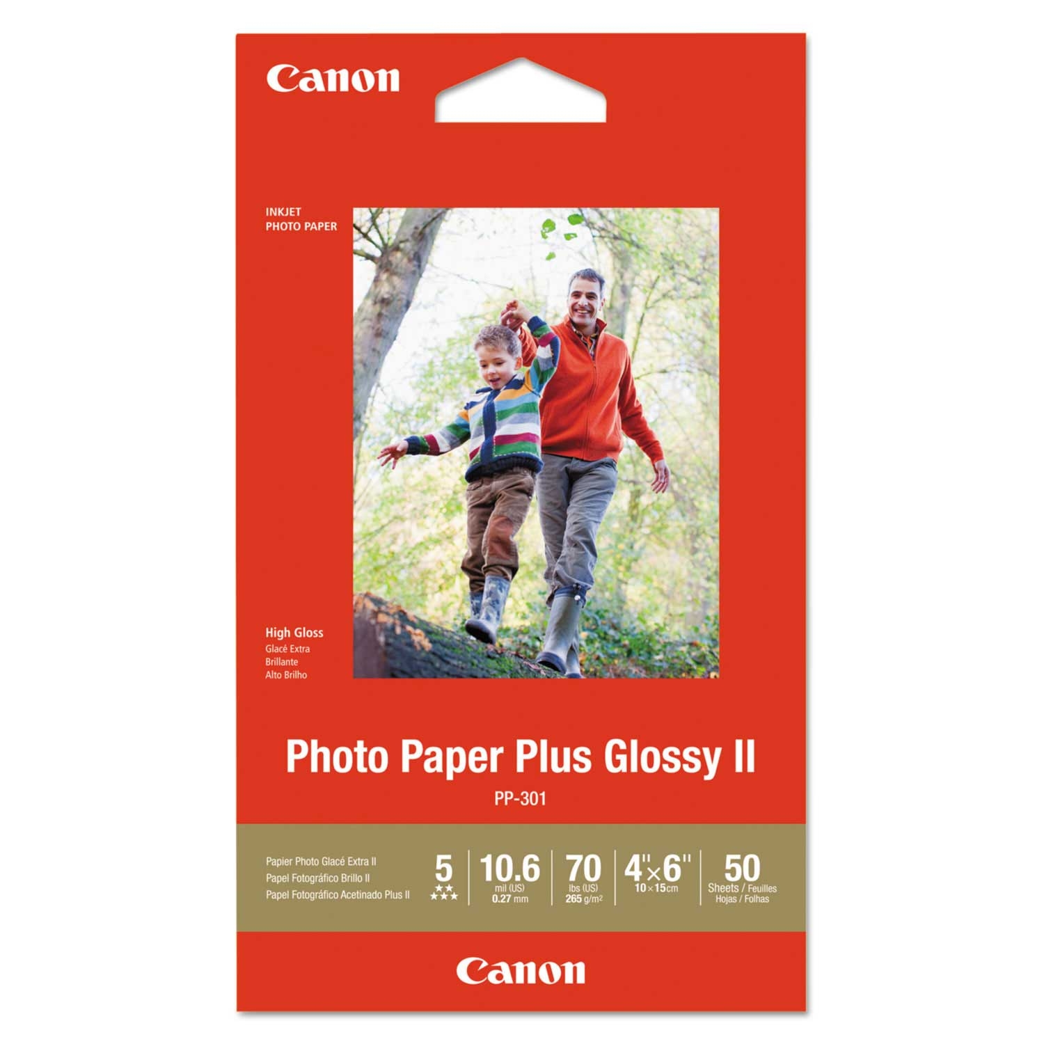 Canon Glossy White Photo Paper Plus Glossy II, 4 x 6 inch - 50 sheet per pack