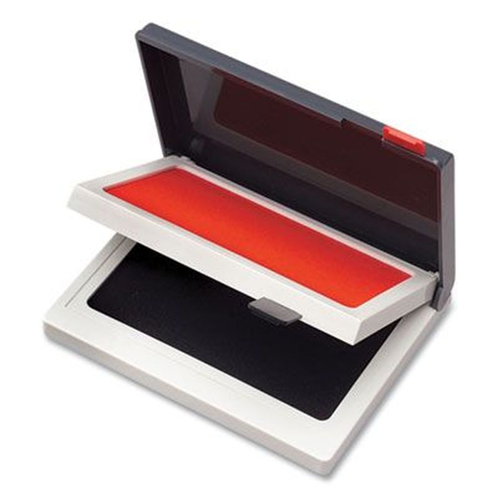 COSCO 2000PLUS Black/Red Two-Color Felt Stamp Pad Case, 4 x 2 inch