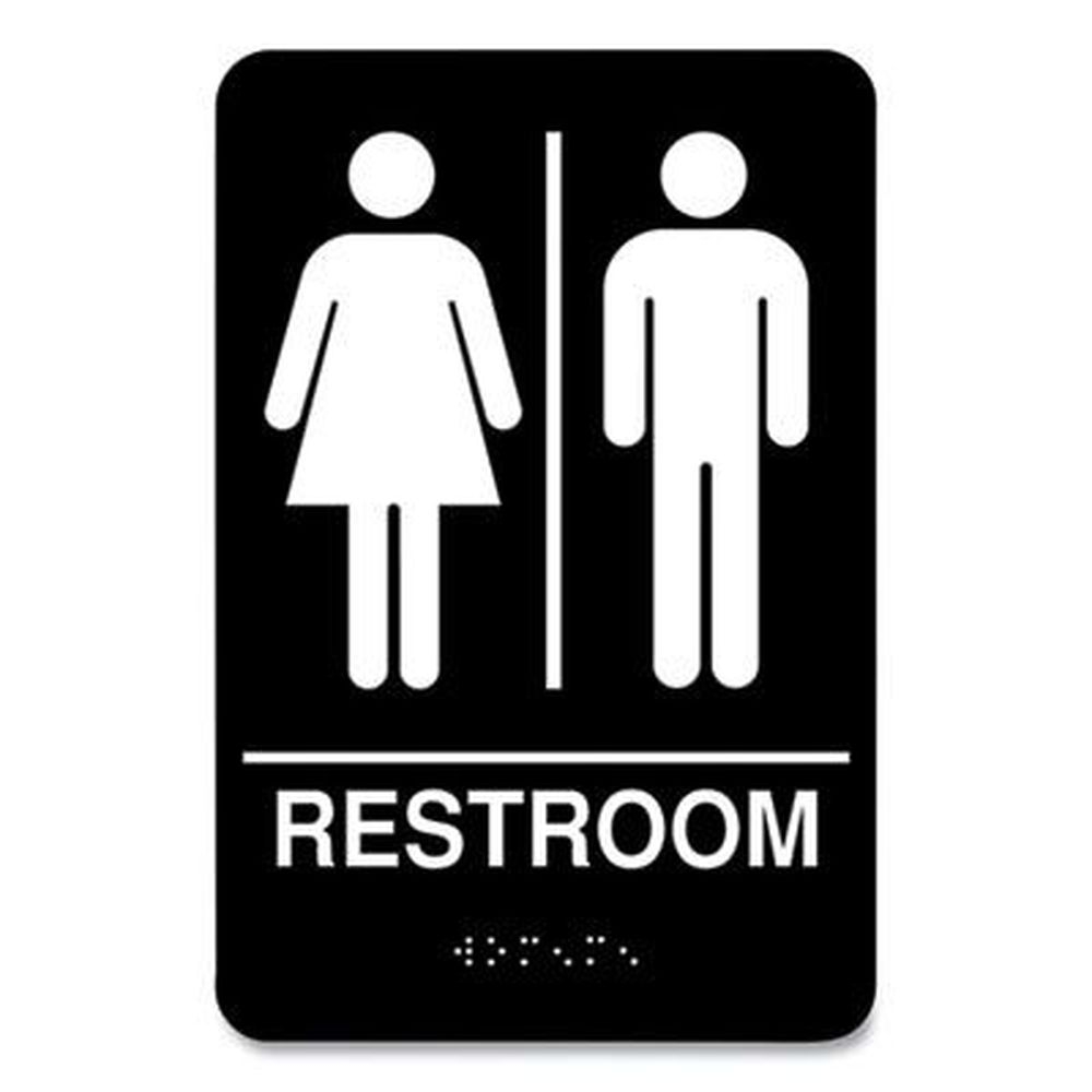 COSCO Black/White Unixex Indoor Restroom Door Sign, 5.5 x 8.5 inch