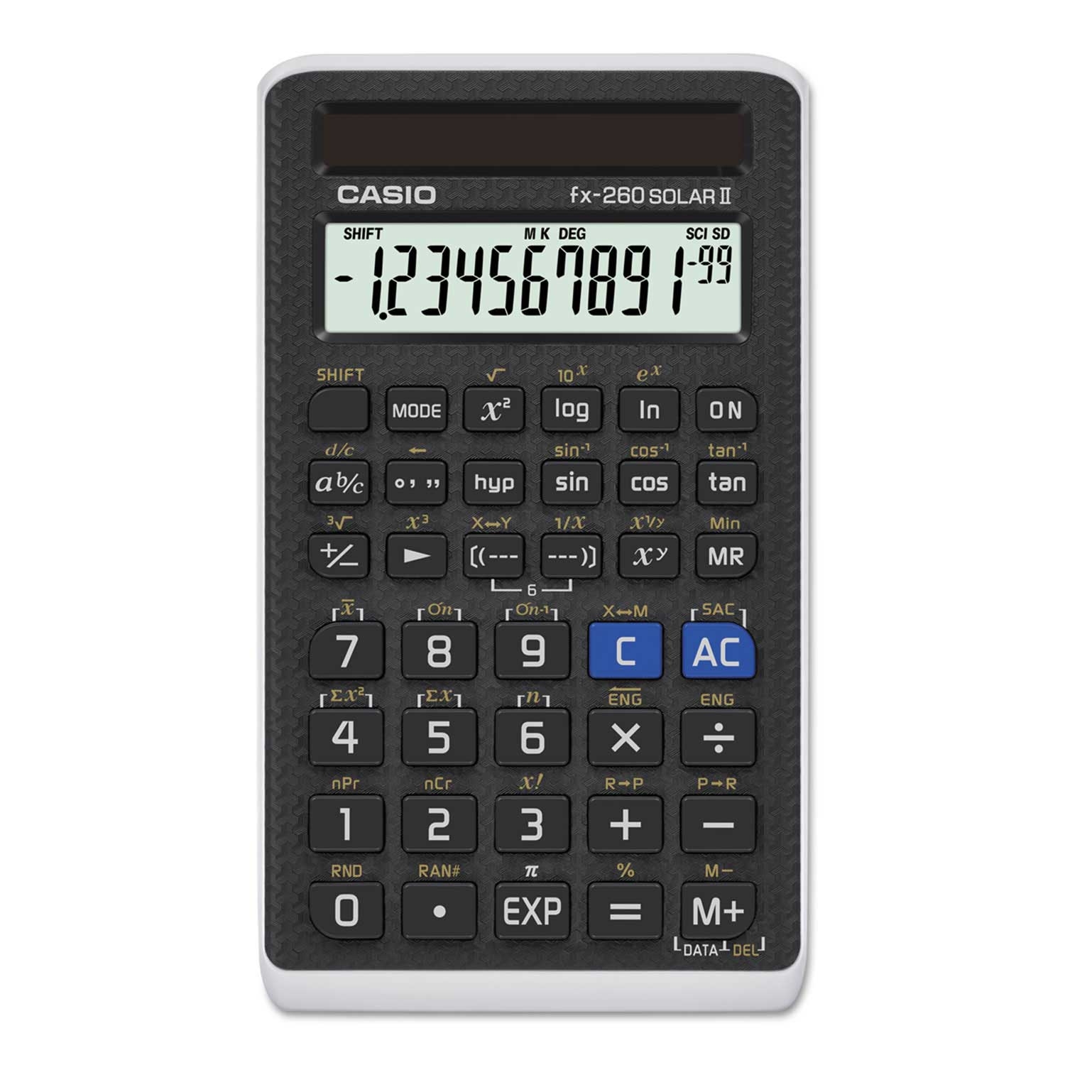 Casio Black 10-Digit LCD Solar II All-Purpose Scientific Calculator, 2.75 x 4.75 inch