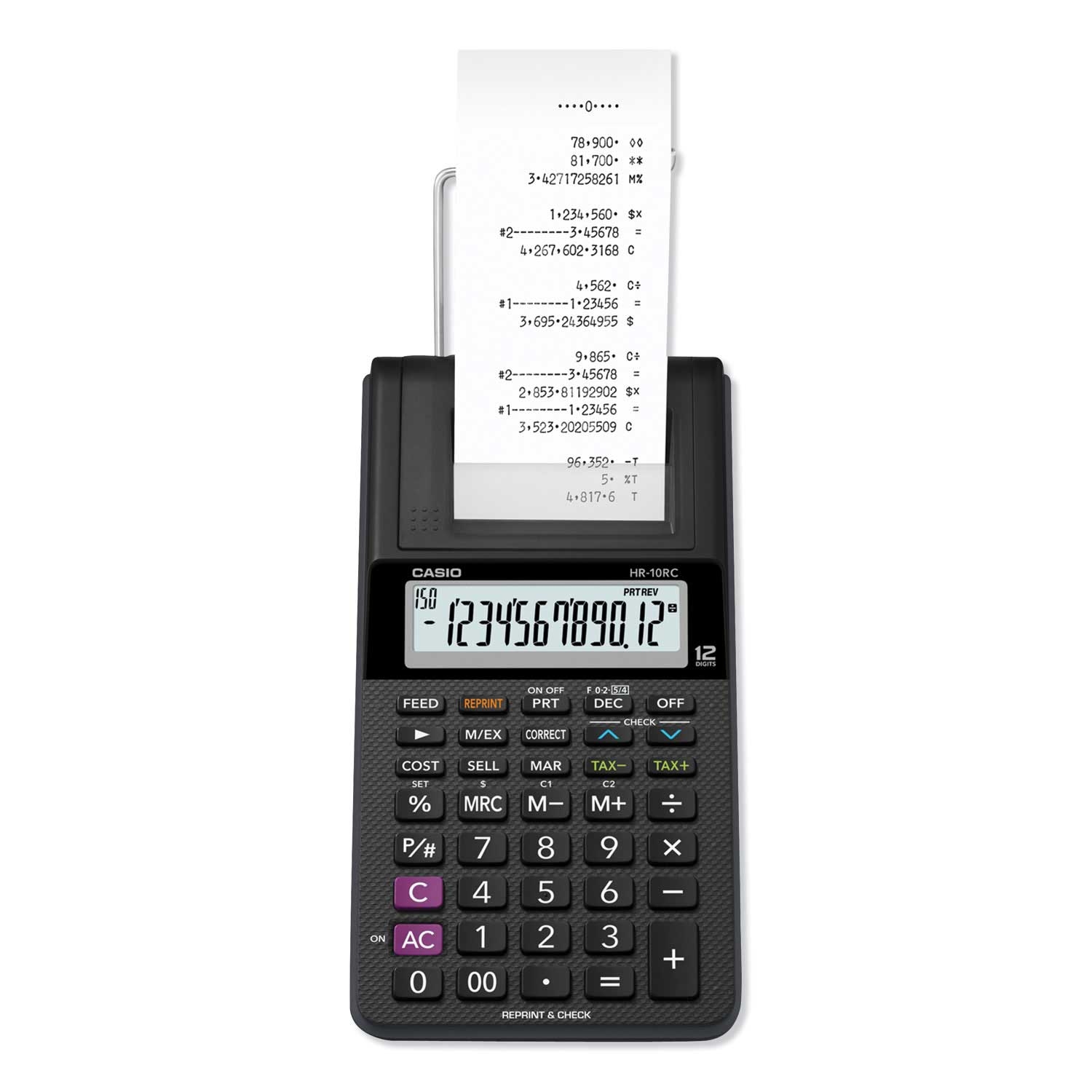 Casio Black Print Handheld Portable Printing Calculator