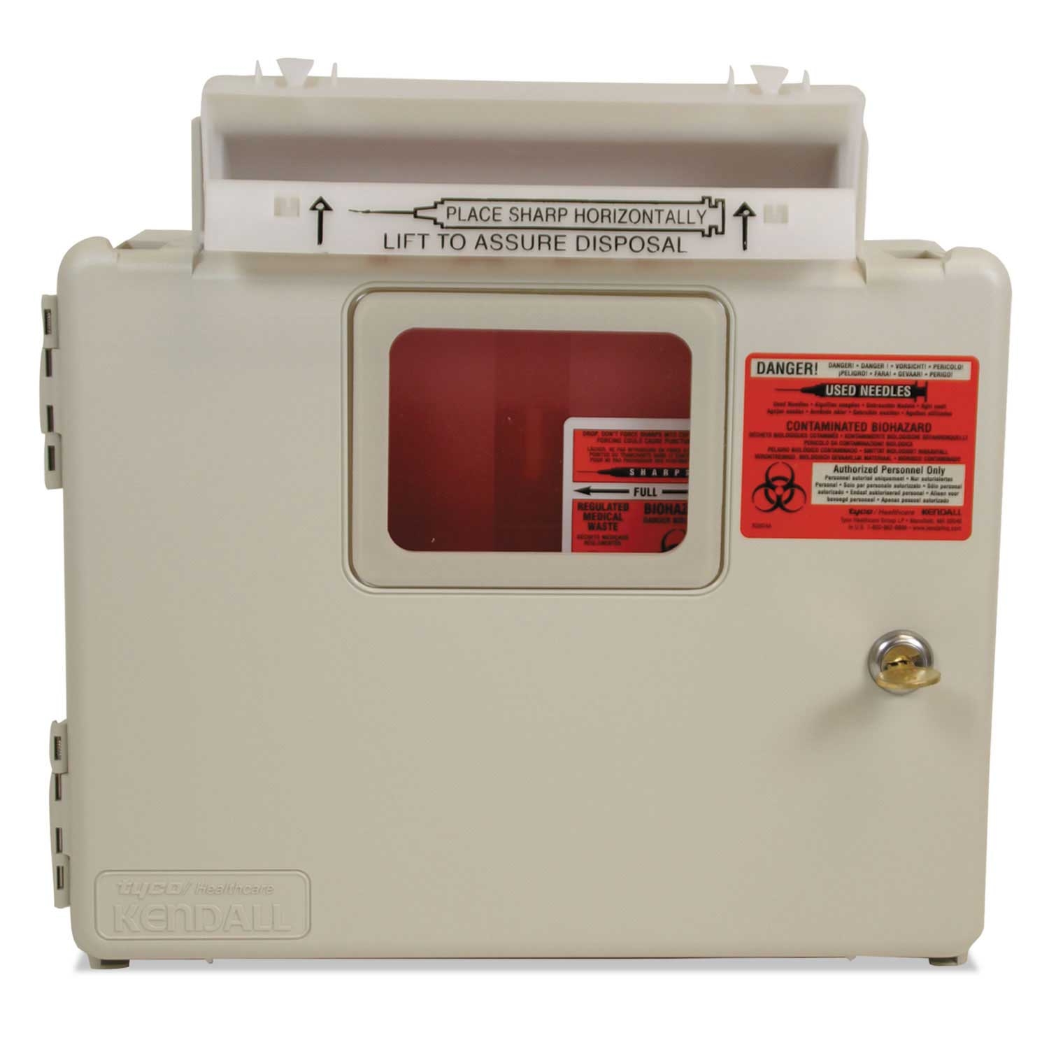 Covidien Beige Locking Wall Mount Sharps Cabinet System, 5 Quart