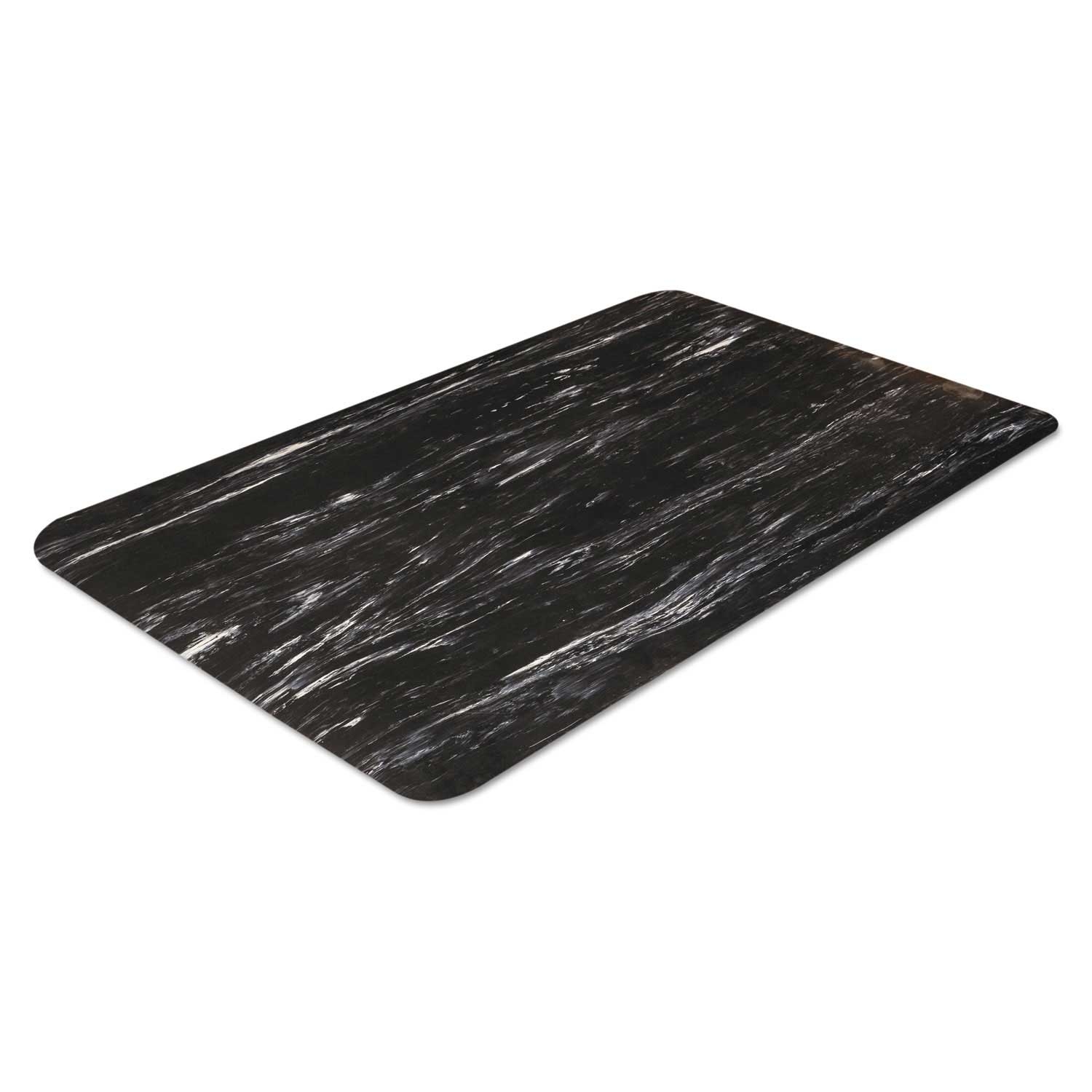 Crown Marbleized Rubber Black Cushion Step Surface Mat, 24 x 36 inch