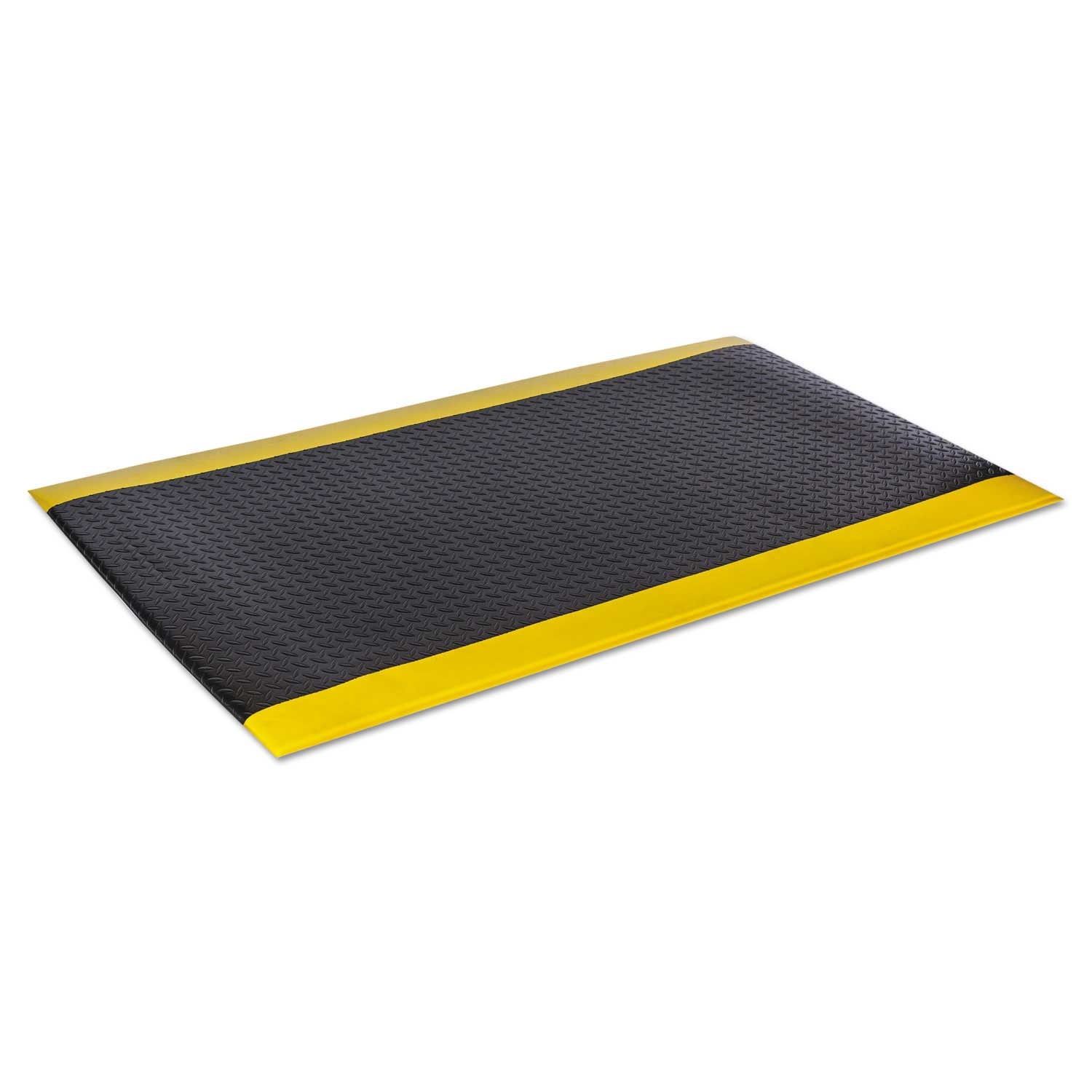 Crown Wear Bond Comfort King Black and Yellow Diamond Emboss Anti Fatigue Mat, 24 x 36 inch