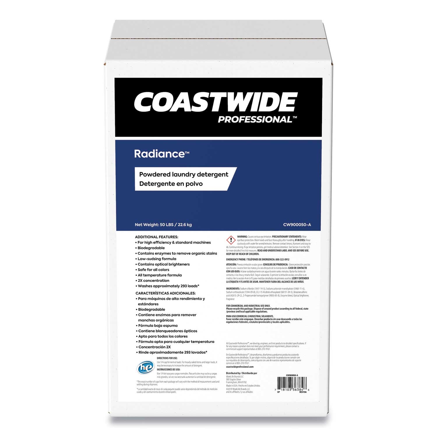 Coastwide Professional Citrus Violet Scent Radiance Powdered Laundry Detergent, 50 Pound