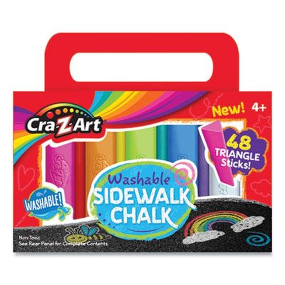 Cra-Z-Art Assorted Bright Colors Triangle Shaped Washable Sidewalk Chalk, 12.63 inch -- 48 sticks per set