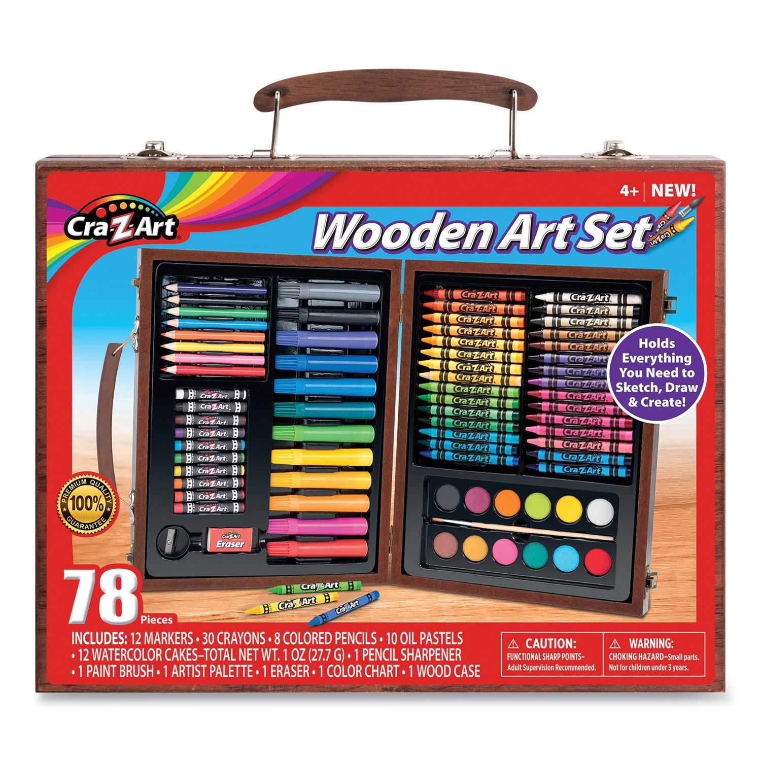 Cra-Z-Art Wooden Art Set - 78 pieces per set -- 1 set