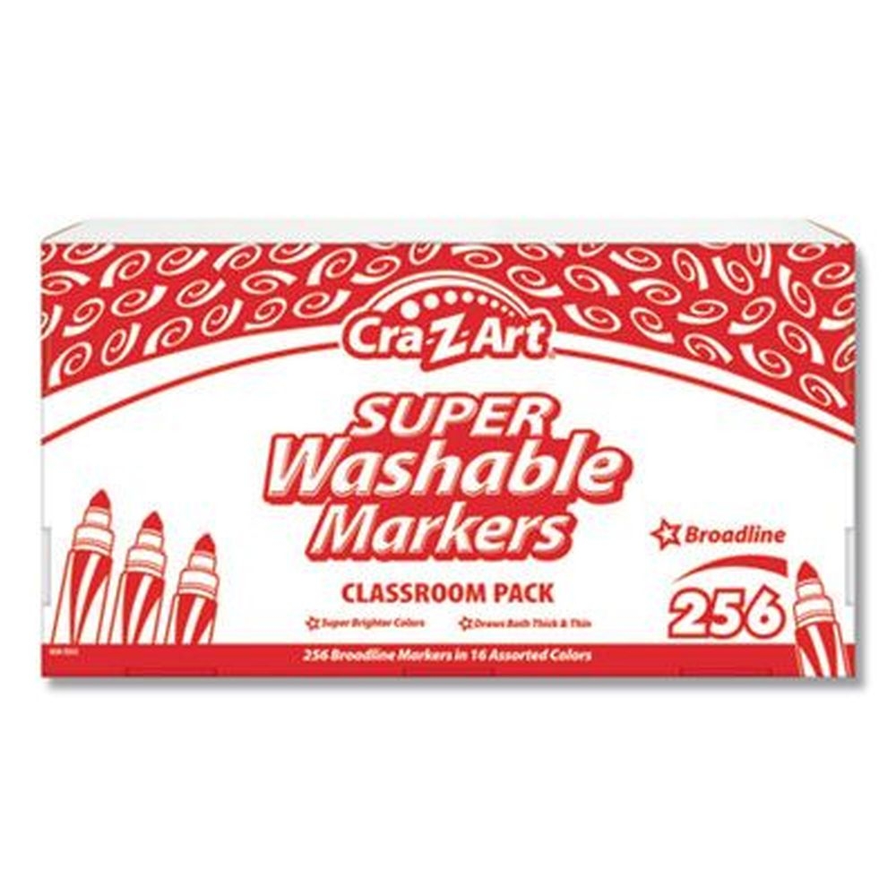 Cra-Z-Art Assorted Colors Broad Bullet Tip Super Washable Markers Classpack -- 256 per set