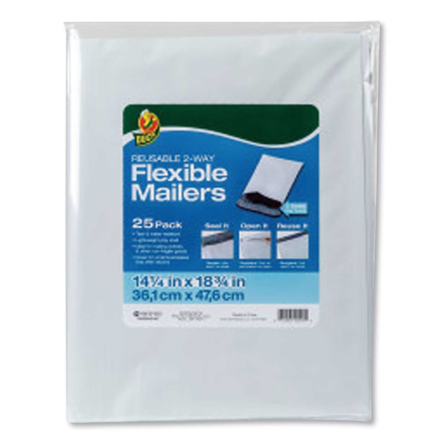Duck Reusable 2 Way White Flexible Mailer, 14.25 x 18.75 inch - 25 count per pack -- 1 pack per case